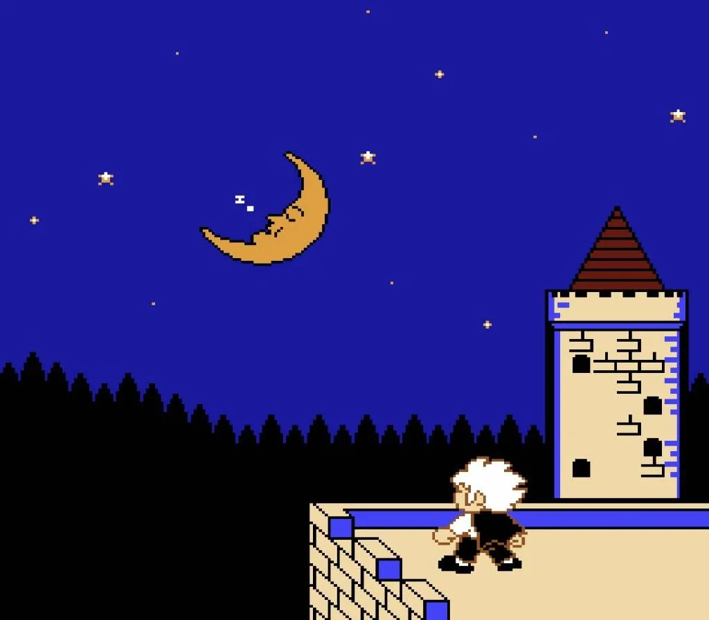 Kid Dracula bay lượn và tấn công kẻ thù trong một màn chơi