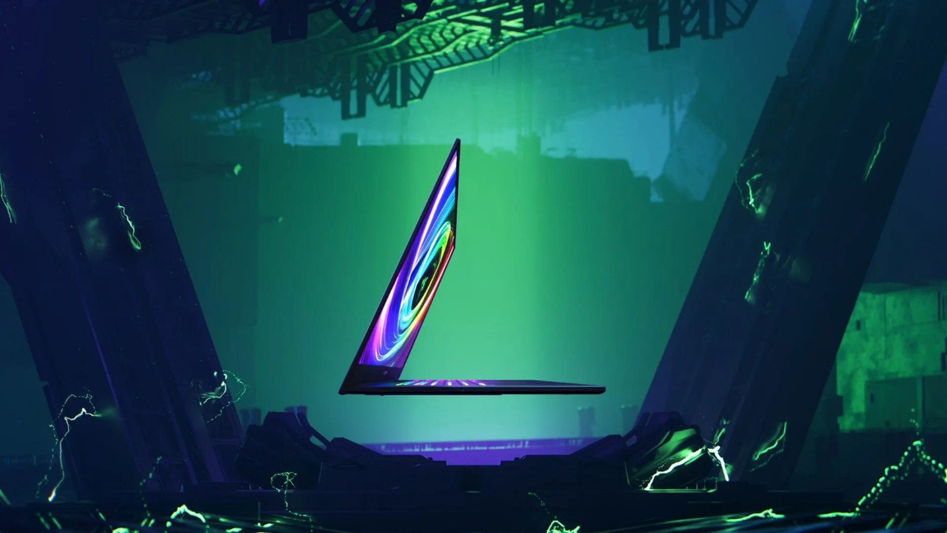 Laptop gaming Razer Blade 14 thế hệ mới với thiết kế siêu mỏng nhìn từ cạnh bên.