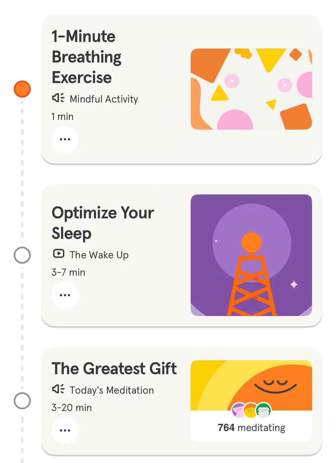 Lịch trình các bài tập chánh niệm trong ứng dụng Headspace
