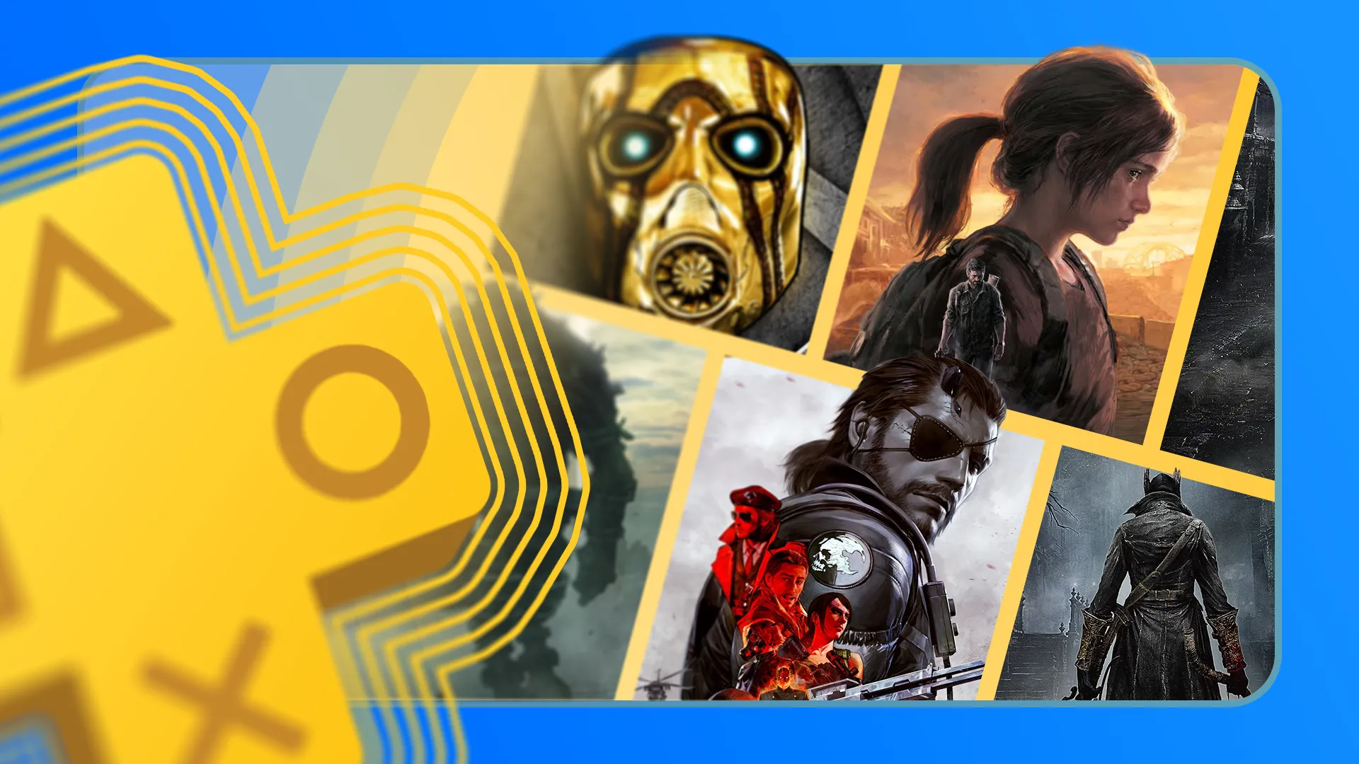 Logo PlayStation Plus cùng một số bìa game hiện đại
