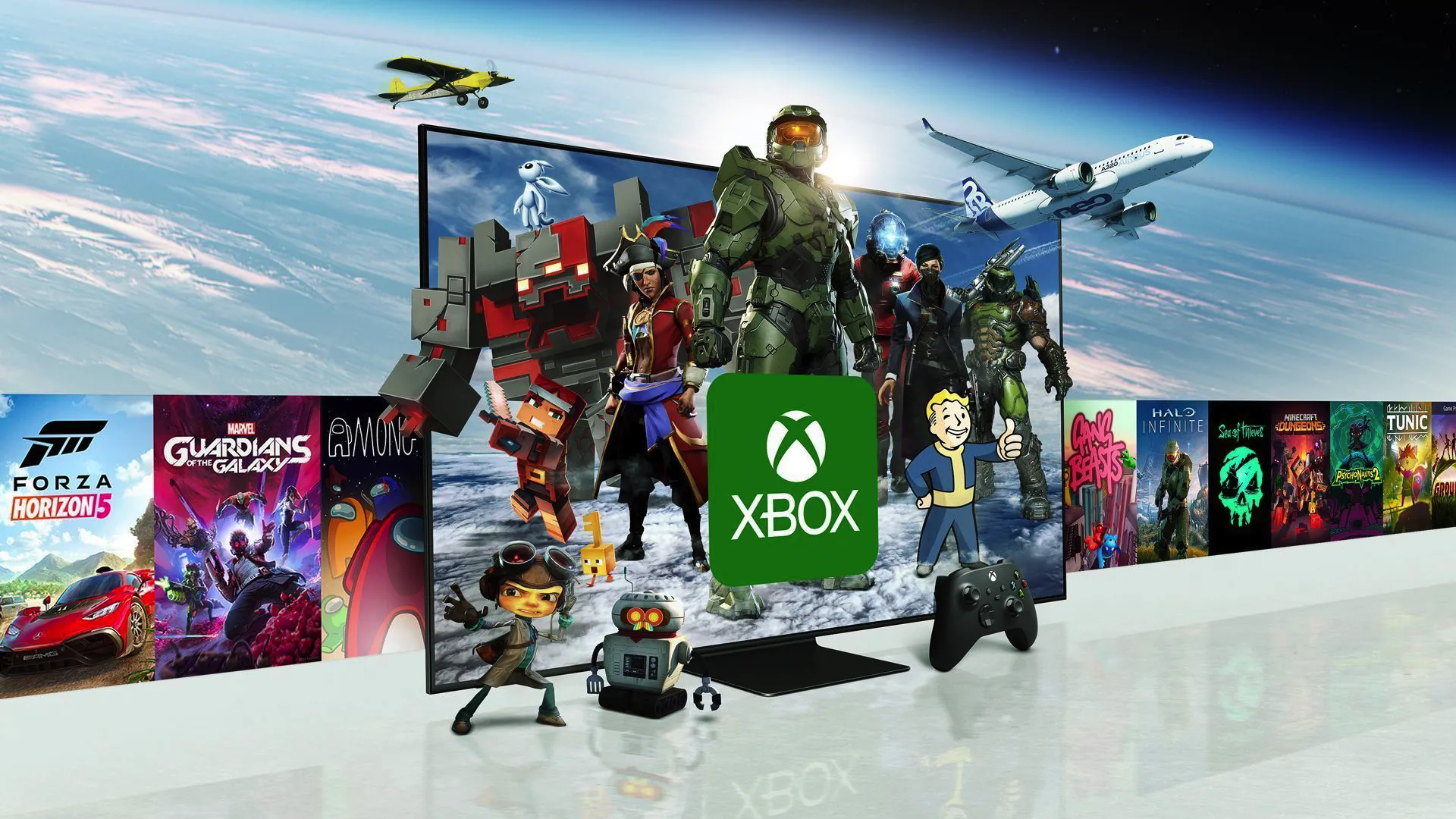 Logo Xbox Game Pass với biểu tượng Xbox màu xanh lá cây, thể hiện dịch vụ đăng ký chơi game của Microsoft