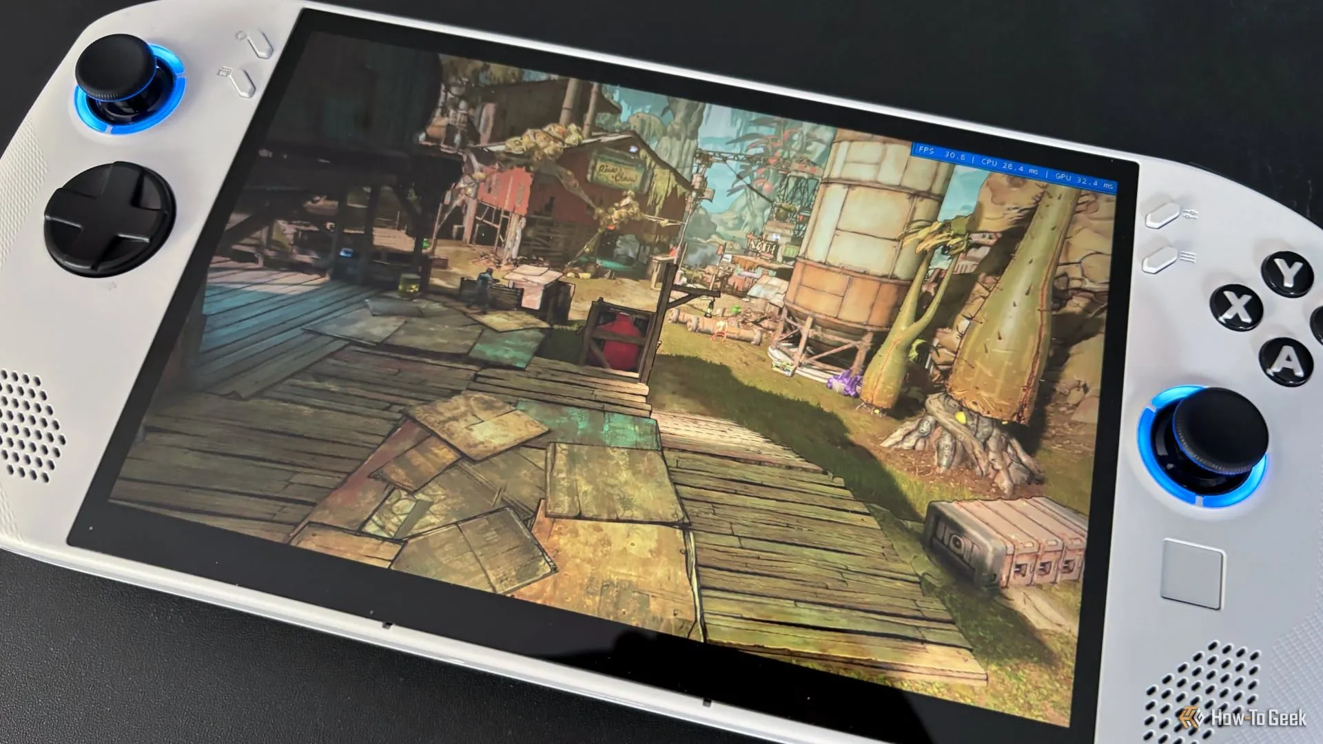 Màn hình sắc nét của Lenovo Legion Go S hiển thị cảnh game Borderlands 3