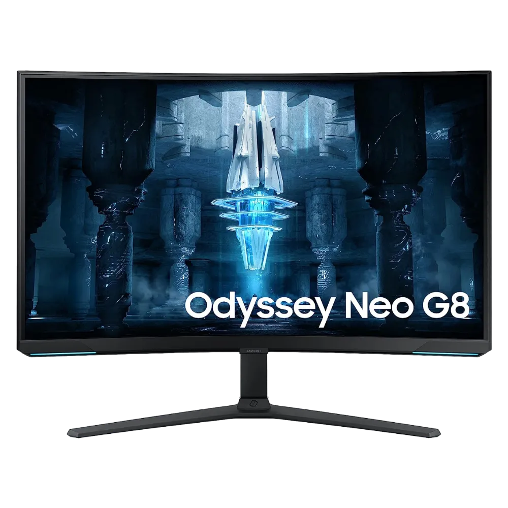 Màn hình Samsung Odyssey Neo G8 với thiết kế cong, độ phân giải 4K.