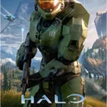 Master Chief trong Halo Infinite với hình ảnh tổng hợp các yếu tố gameplay và môi trường, minh họa cho sự sụt giảm người chơi.