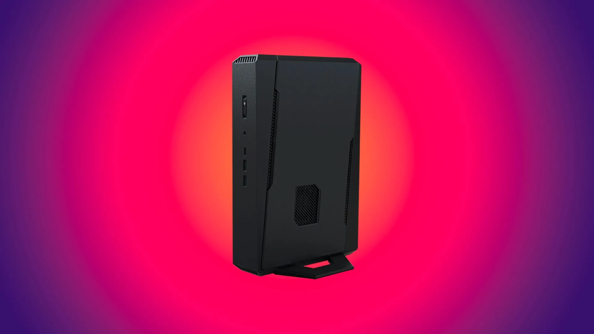 Mẫu PC mini ASUS NUC Performance 15 đặt trên bàn, hiển thị thiết kế nhỏ gọn và cổng kết nối.
