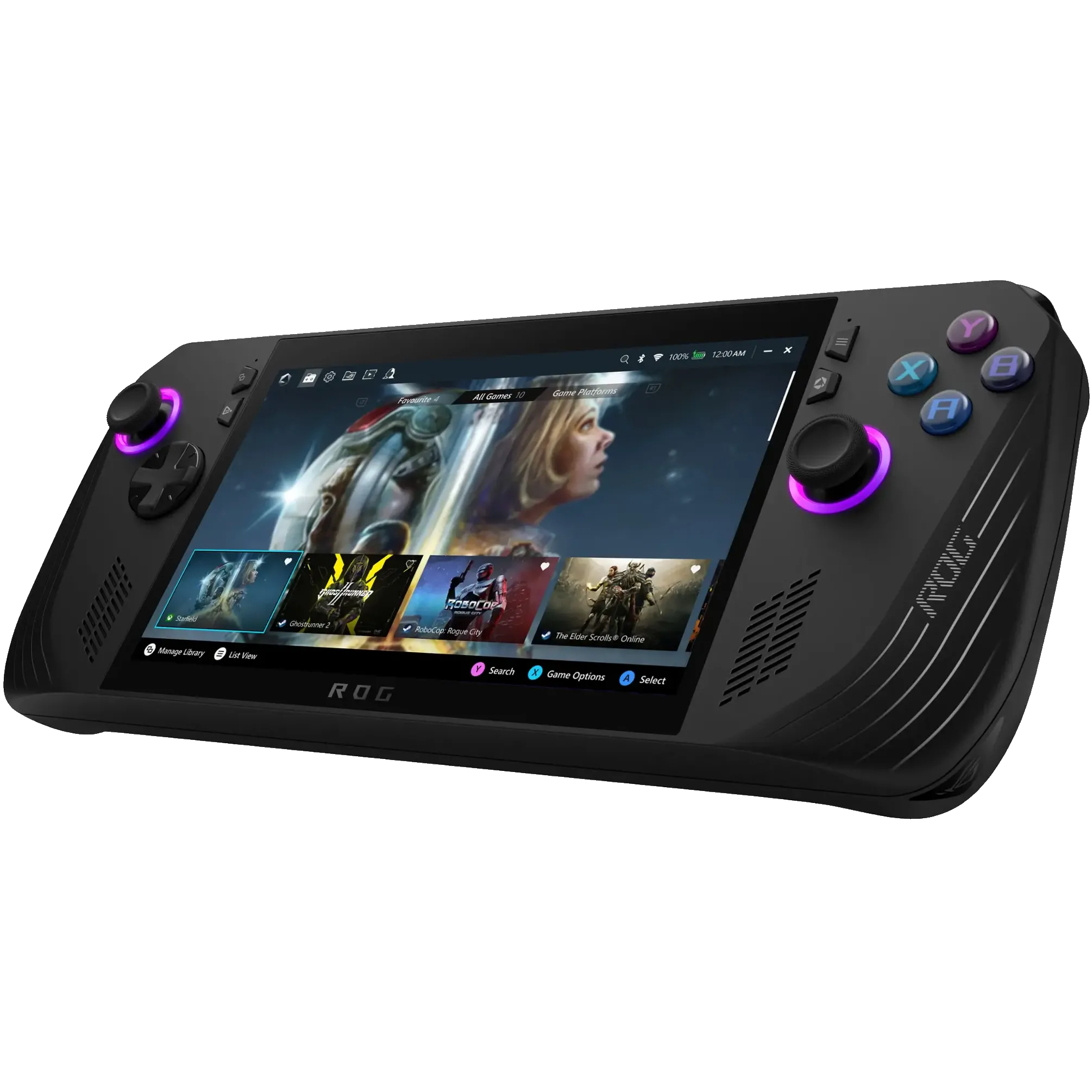 Máy chơi game cầm tay ASUS ROG Ally X (2024) với thiết kế màu đen mạnh mẽ