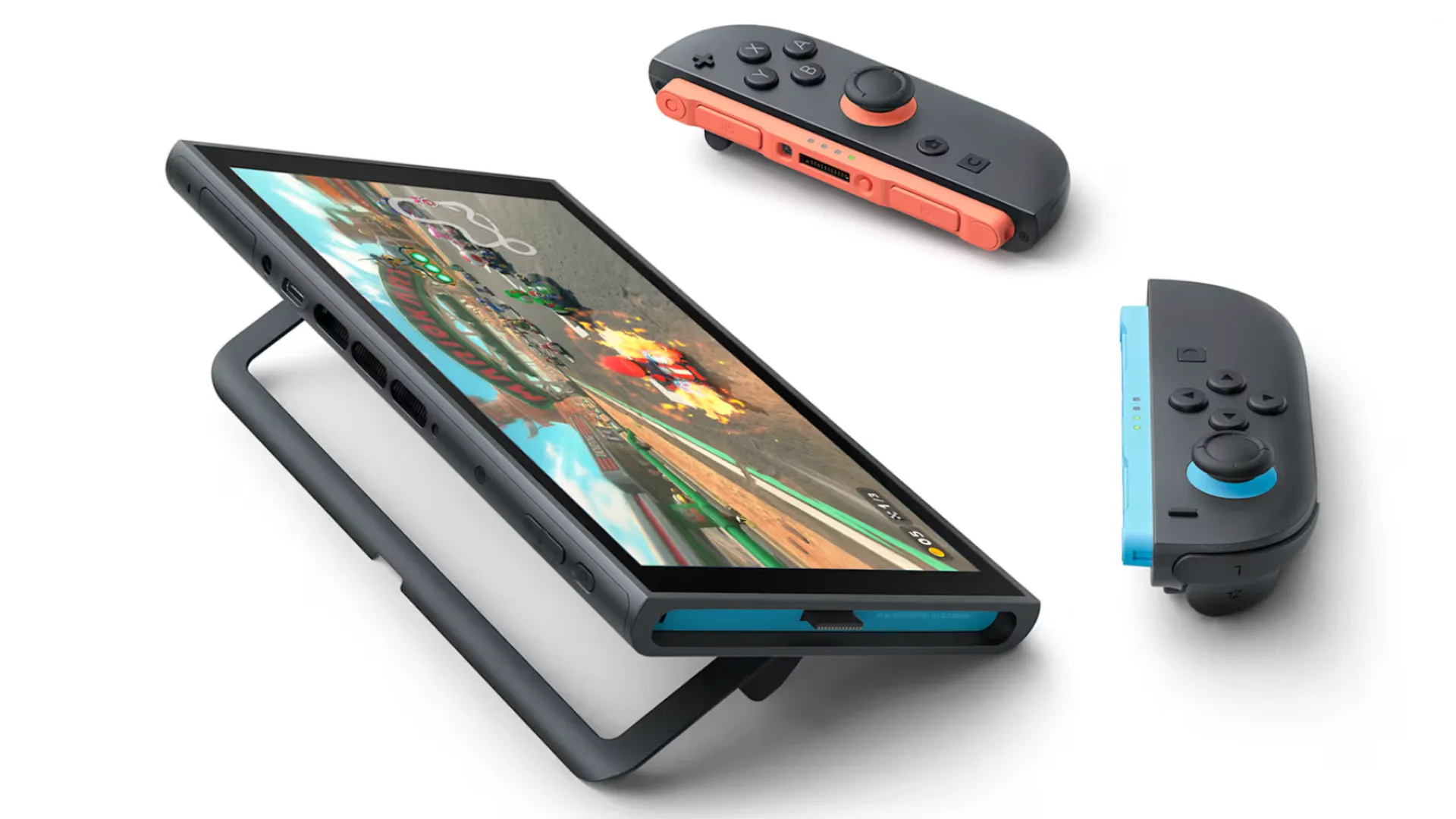 Máy chơi game cầm tay Nintendo Switch 2 với thiết kế đặc trưng, biểu tượng cho thế hệ console lai mới.