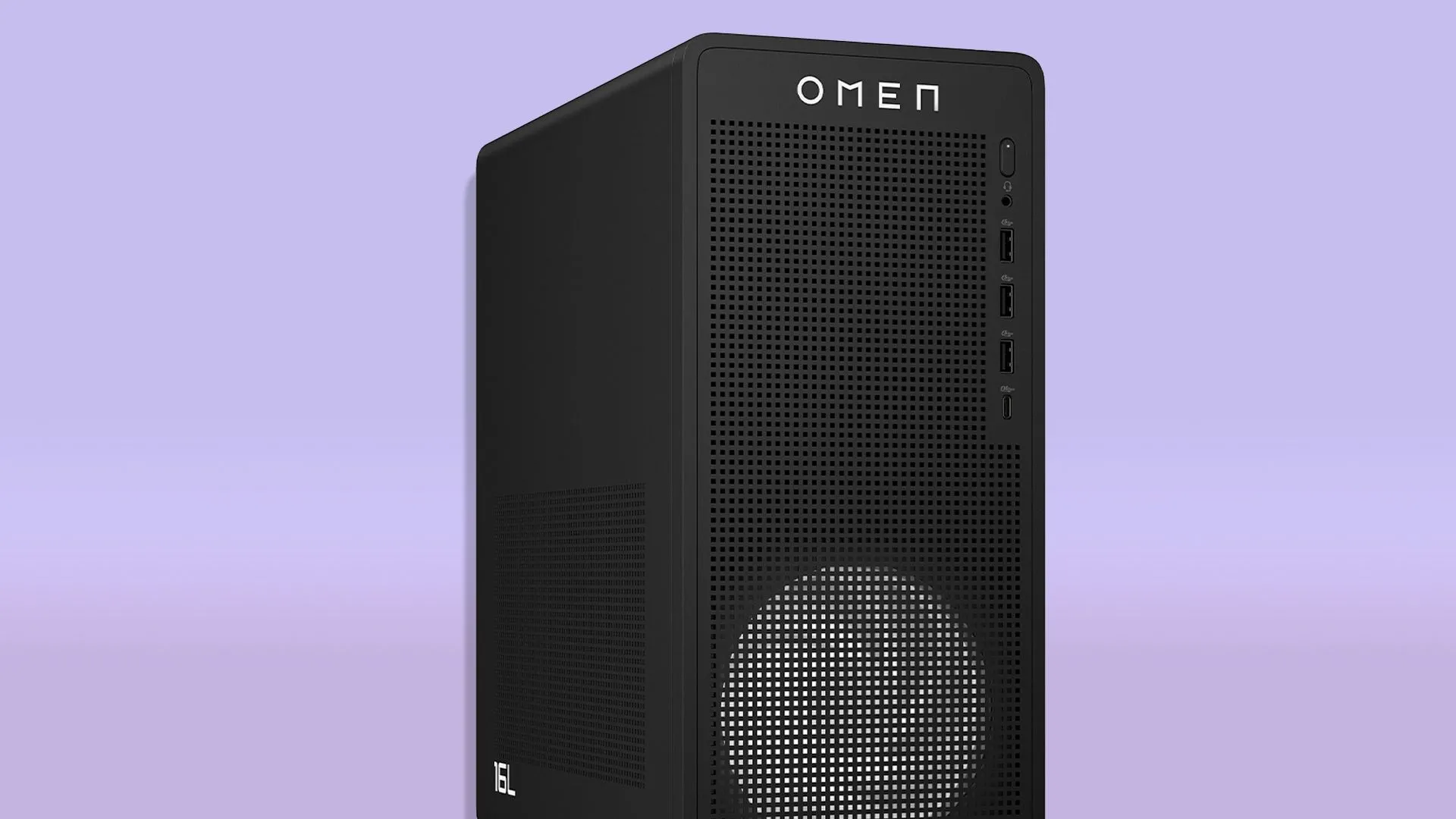 Máy tính để bàn chơi game HP OMEN 16L, một cỗ máy mạnh mẽ trong thiết kế nhỏ gọn.