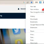 Minh họa cách kích hoạt chế độ toàn màn hình trong Google Chrome thông qua menu ba chấm.