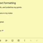 Minh họa tính năng định dạng văn bản (rich text formatting) trên Google Keep web