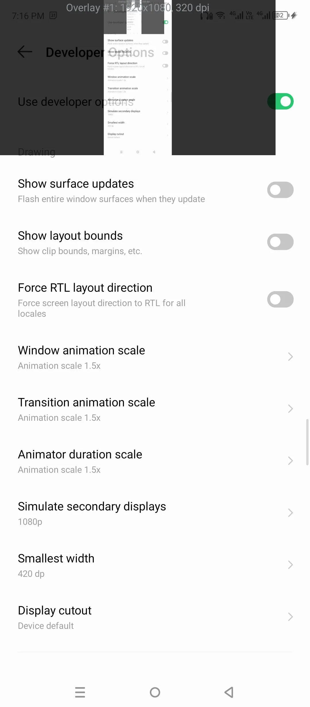Mô phỏng màn hình phụ (Simulate Secondary Displays) bằng cài đặt nhà phát triển Android