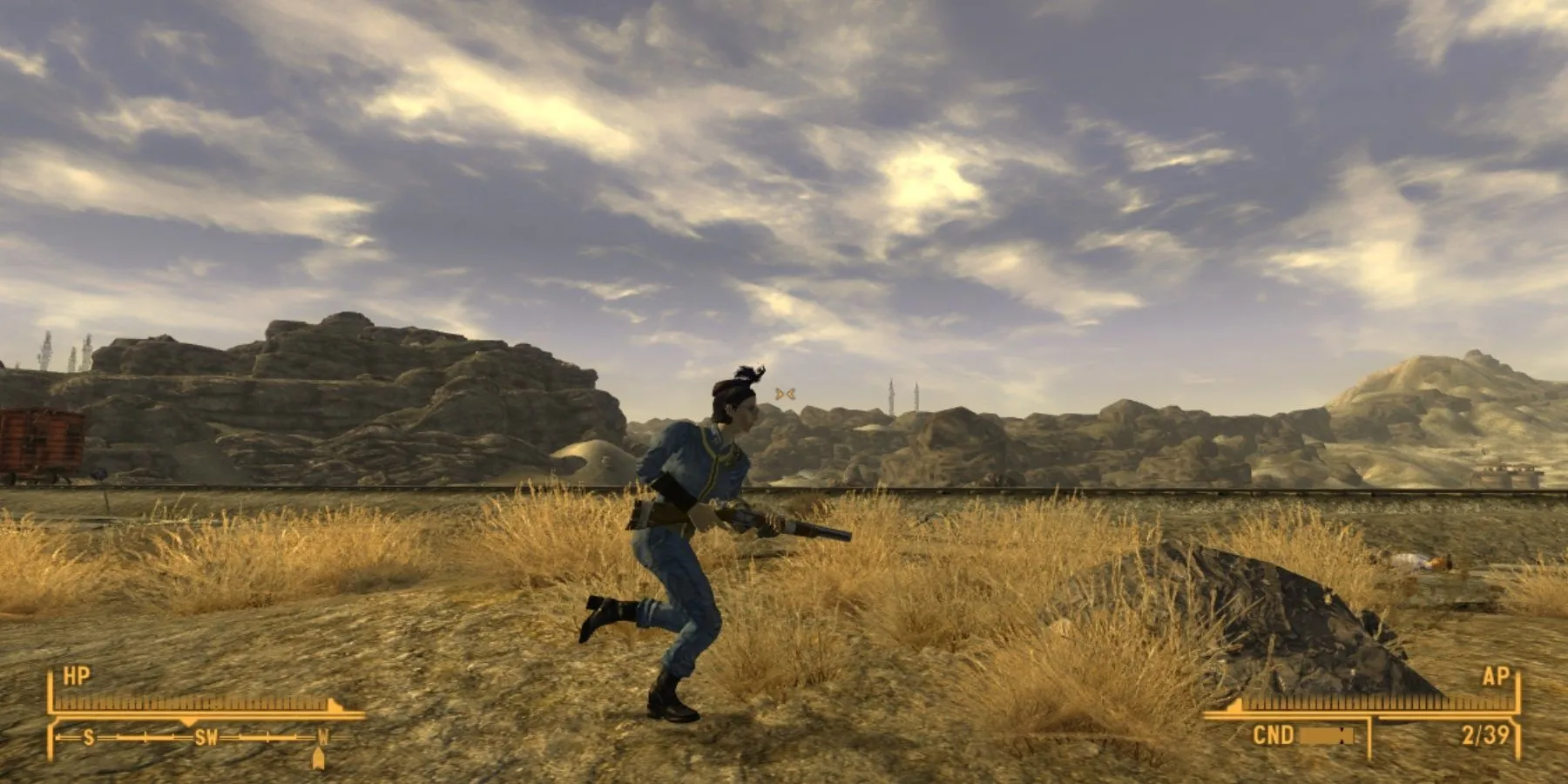 Một người chơi chạy trong Fallout: New Vegas sau khi cài đặt bản mod Just Vanilla Sprint, cải thiện khả năng di chuyển trong game nhập vai kinh điển này.