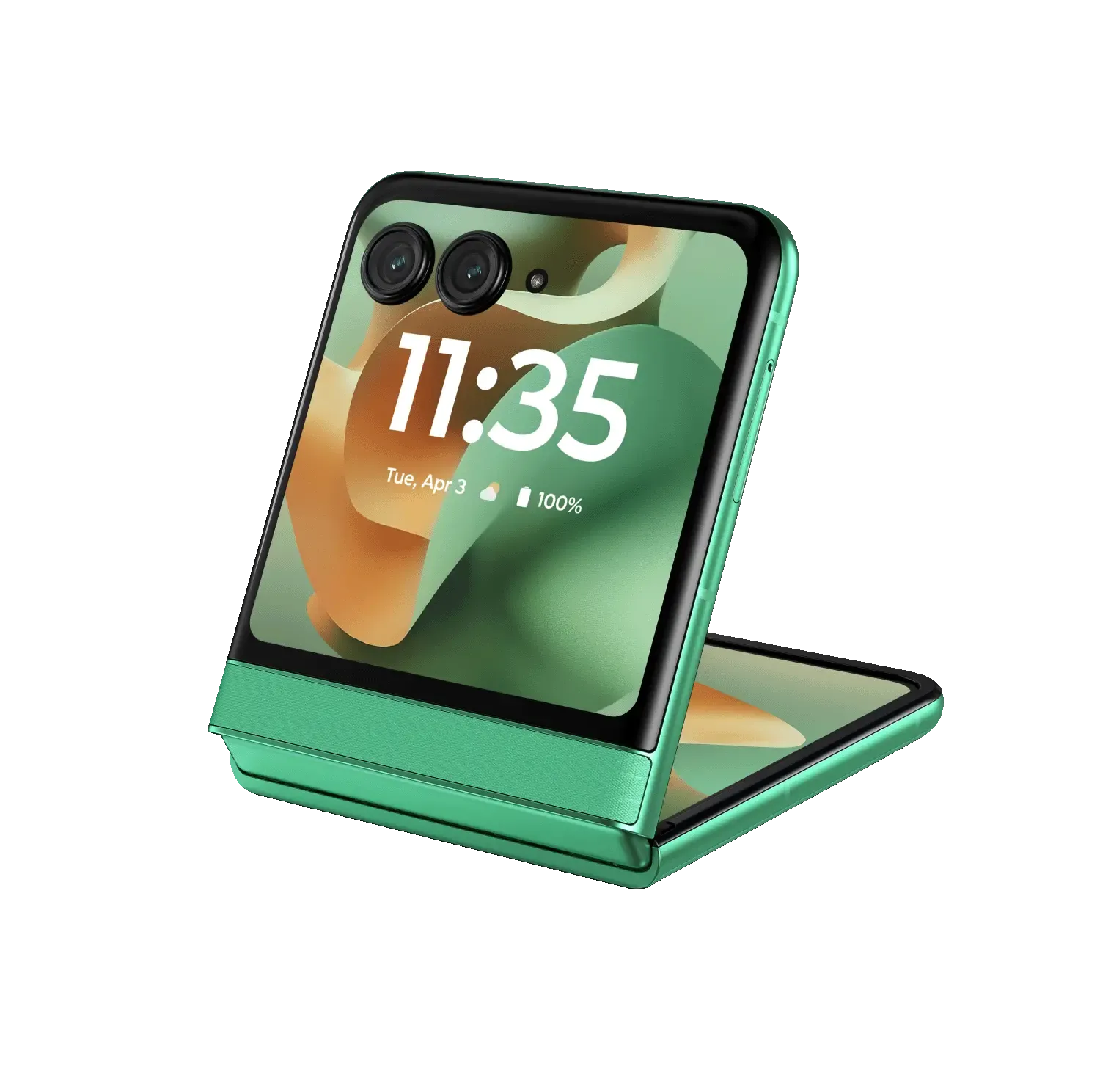 Motorola Razr 2025 màu xanh dương nổi bật, thể hiện thiết kế gập vỏ sò hiện đại.