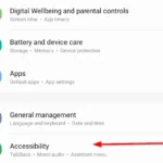 Mục "Trợ năng" trong ứng dụng Cài đặt trên điện thoại Samsung Galaxy