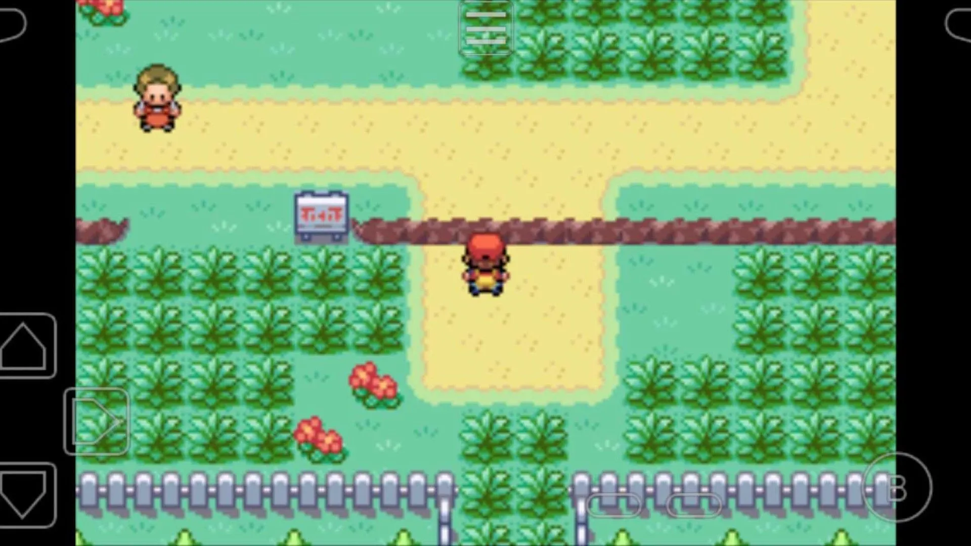 Người chơi di chuyển trên một tuyến đường trong Pokémon Fire Red, minh họa trải nghiệm game trên trình giả lập Game Boy Advance.