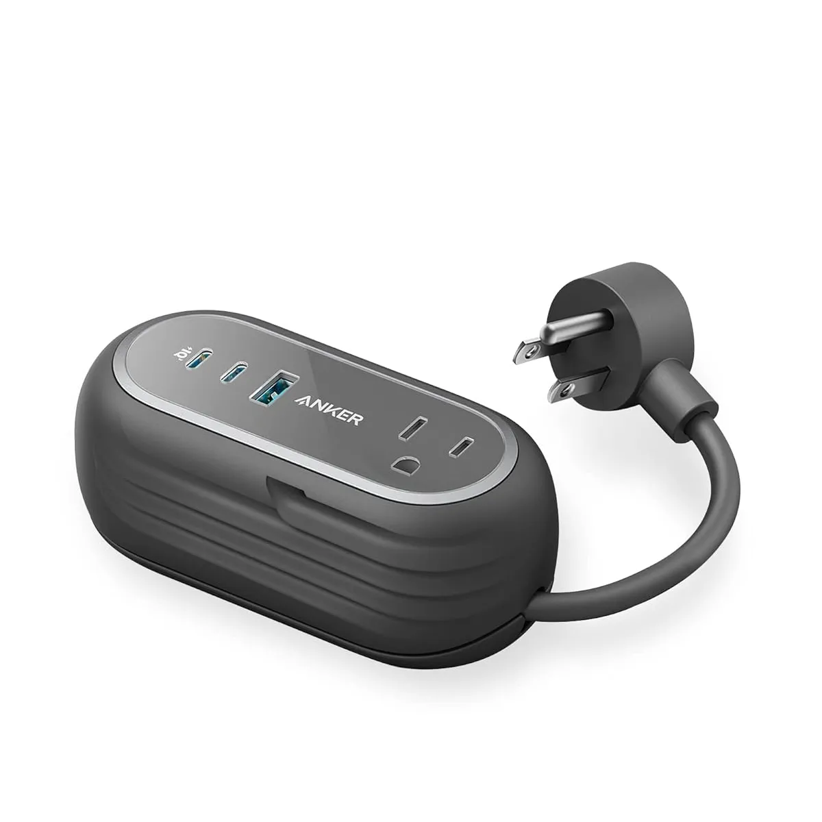 Ổ cắm điện di động Anker GaNPrime 65W nhỏ gọn với nhiều cổng sạc.