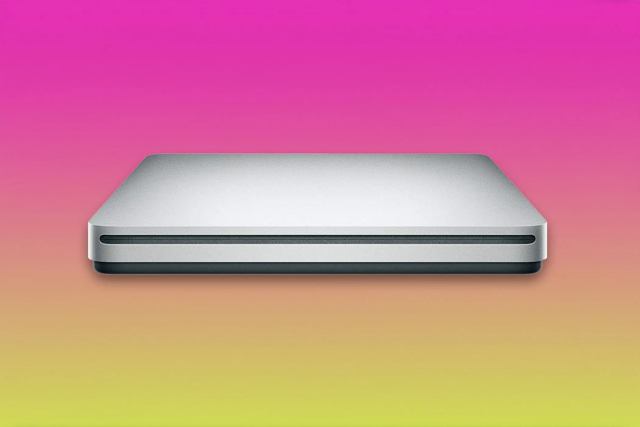 Ổ đĩa USB SuperDrive của Apple trên nền gradient.