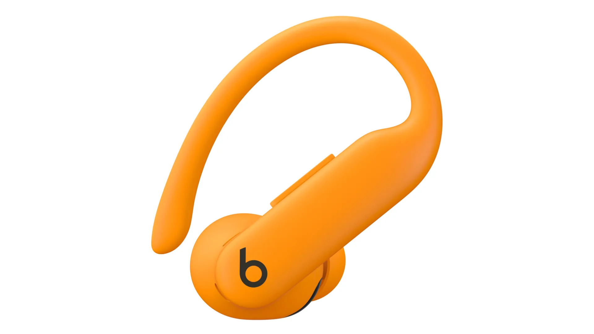 Powerbeats Pro 2 màu cam điện tử với thiết kế ear hook chắc chắn, phù hợp tập luyện thể thao.