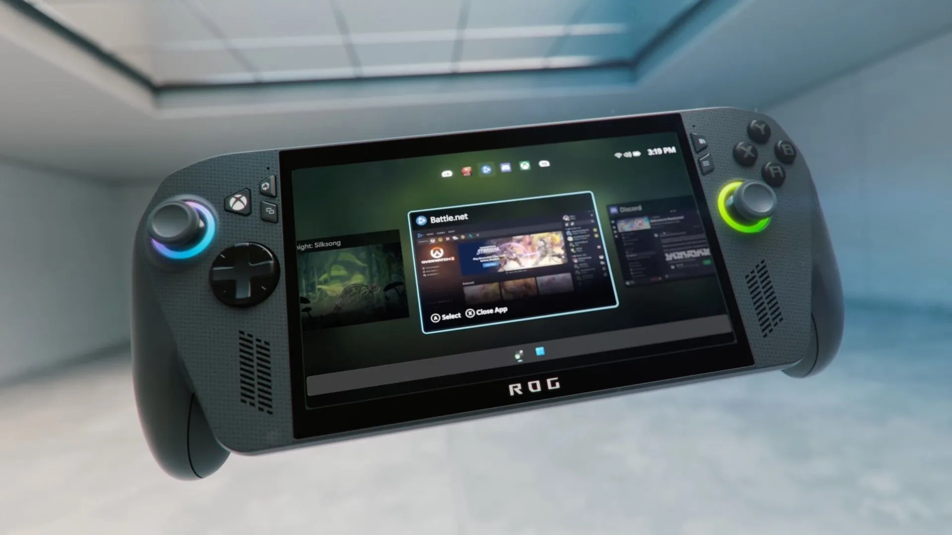 ROG Xbox Ally X hiển thị giao diện Windows mới được tối ưu cho trải nghiệm chơi game cầm tay.