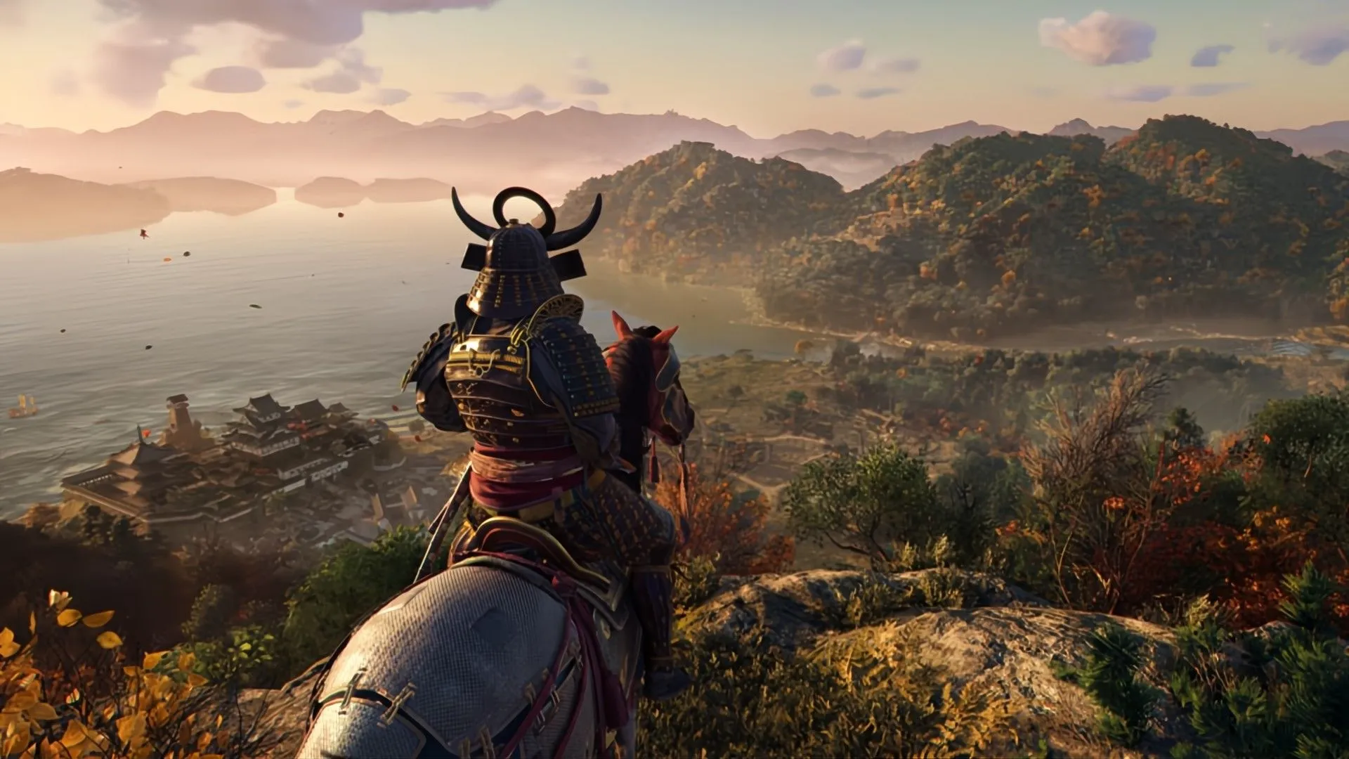 Samurai trong Assassin's Creed Shadows nhìn ra xã hội từ vách đá