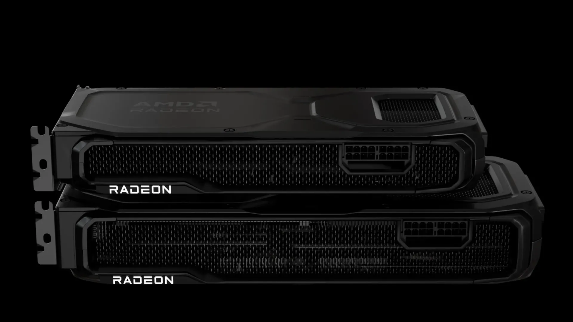 So sánh mặt sau của card đồ họa AMD RX 9070 XT và RX 9070, làm nổi bật các đầu nối nguồn 8-pin truyền thống, mang lại sự an tâm cho người dùng.