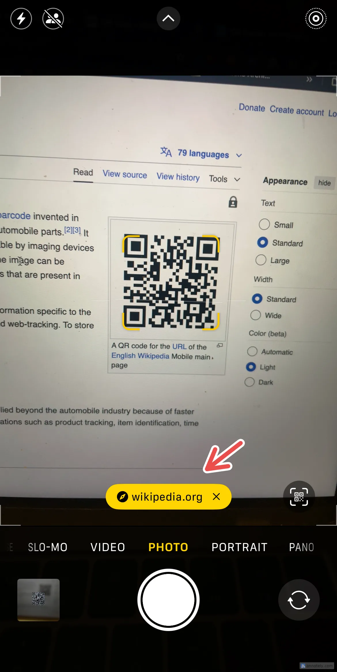 Sử dụng ứng dụng Camera trên iPhone để quét mã QR