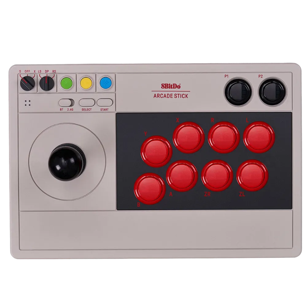 Tay cầm arcade 8BitDo cho Nintendo Switch, minh họa một lựa chọn điều khiển game truyền thống.