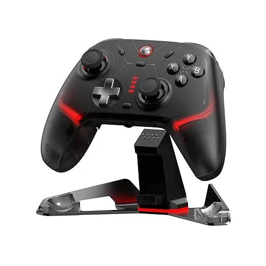 Tay cầm không dây GameSir Cyclone 2 màu đen với các nút điều khiển và đèn LED