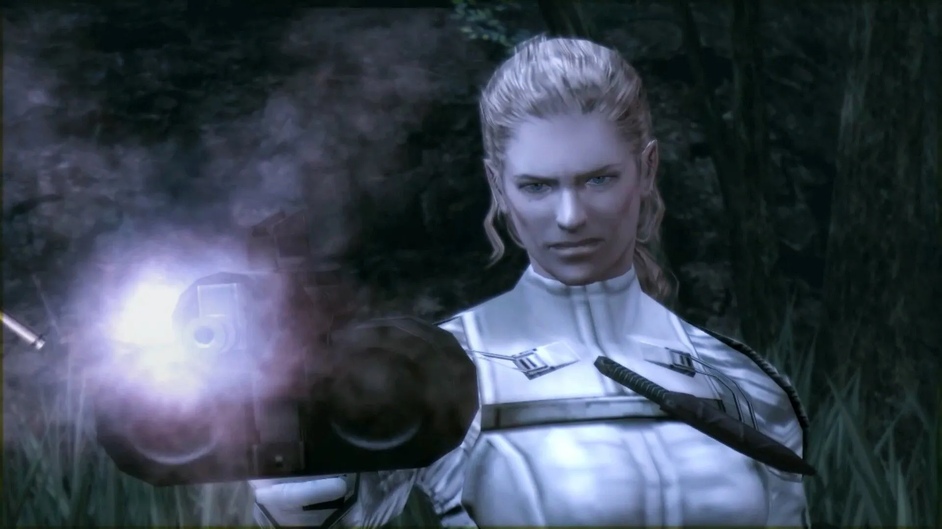 The Boss trong Metal Gear Solid 3: Snake Eater, với hình ảnh chuyên nghiệp và biểu cảm nghiêm nghị.