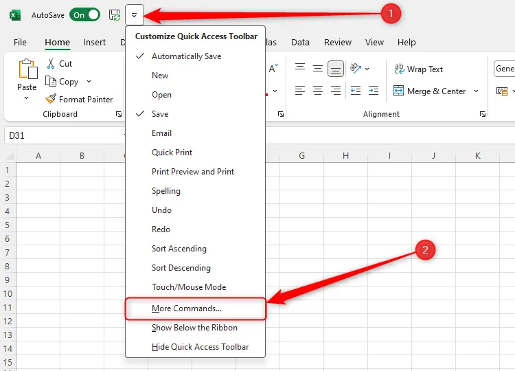 Thêm lệnh Camera Tool vào thanh truy cập nhanh (QAT) trong Excel