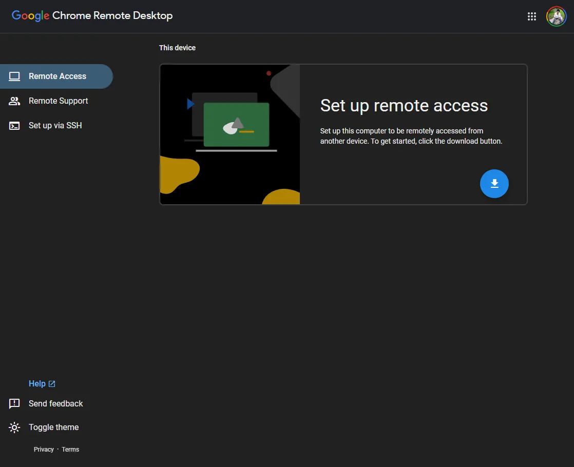 Trang tải xuống Chrome Remote Desktop trên trình duyệt Google Chrome