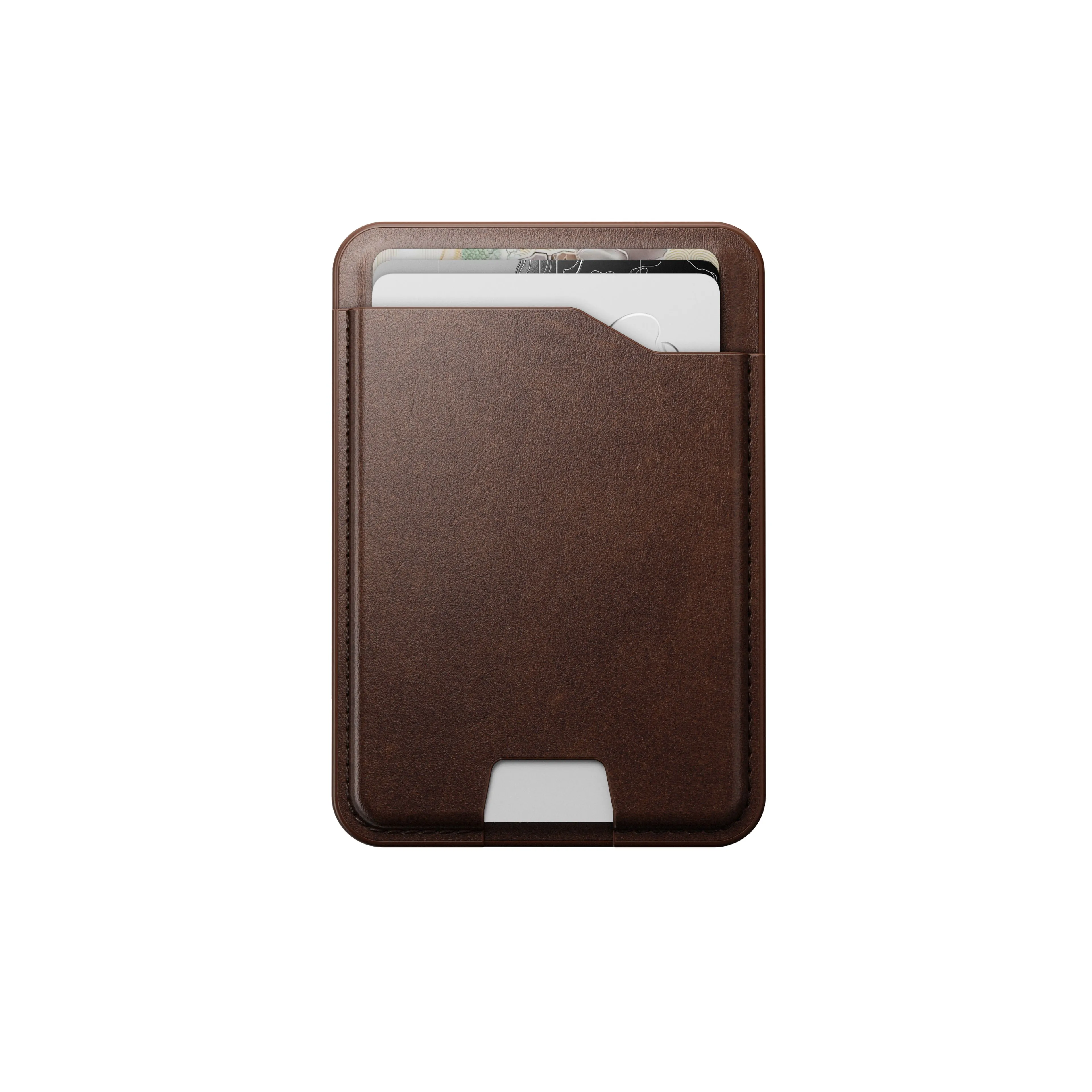 Ví Nomad Leather Mag Wallet màu nâu mộc chụp trên nền trắng, nổi bật thiết kế thanh lịch và chất liệu da Horween.