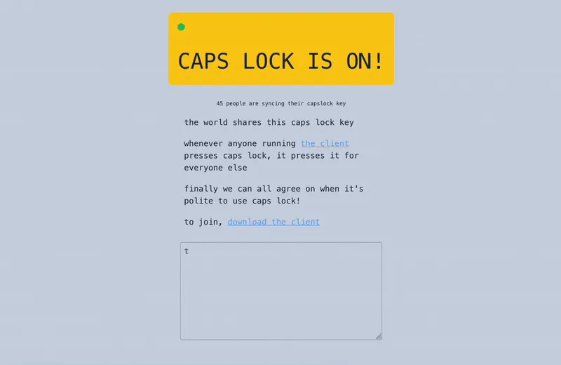 Video ghi lại màn hình website Global Capslock Key thể hiện hoạt động đồng bộ phím Caps Lock giữa các thiết bị.