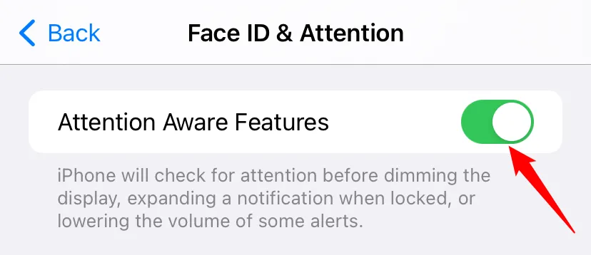 Vô hiệu hóa tính năng &quot;Nhận biết sự chú ý&quot; (Attention-Aware Features) trên iPhone
