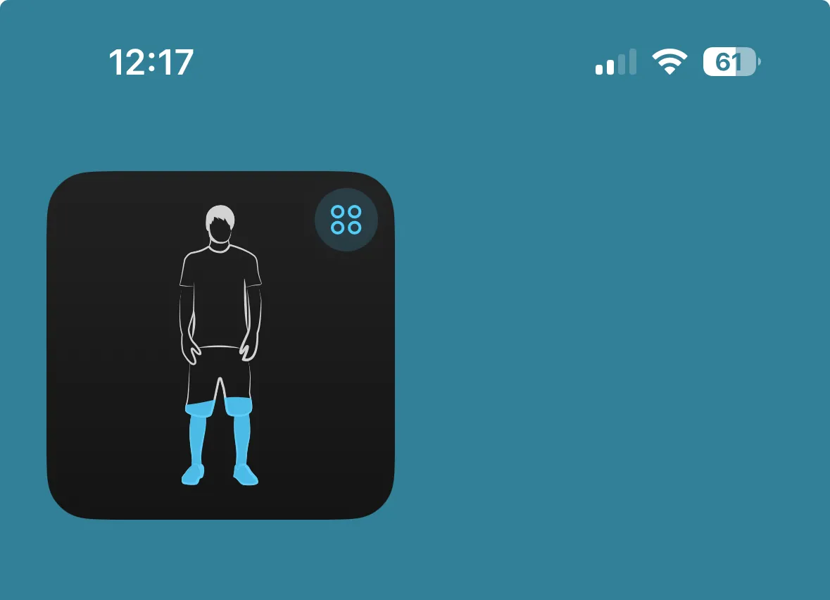 Widget Waterminder trên iPhone hiển thị biểu tượng người và mức nước hiện tại